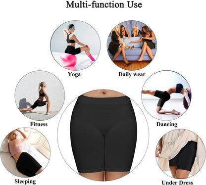 Women'S Slip Shorts for under Dresses, Seamless Smooth Comfortable Stretch Yoga & Bike Shorts | Boyshort Style, Soft Smooth, No Panty Lines, No Roll Up, Cooling Breathable, Lightweight Stretch, Yoga, Travel, Daily