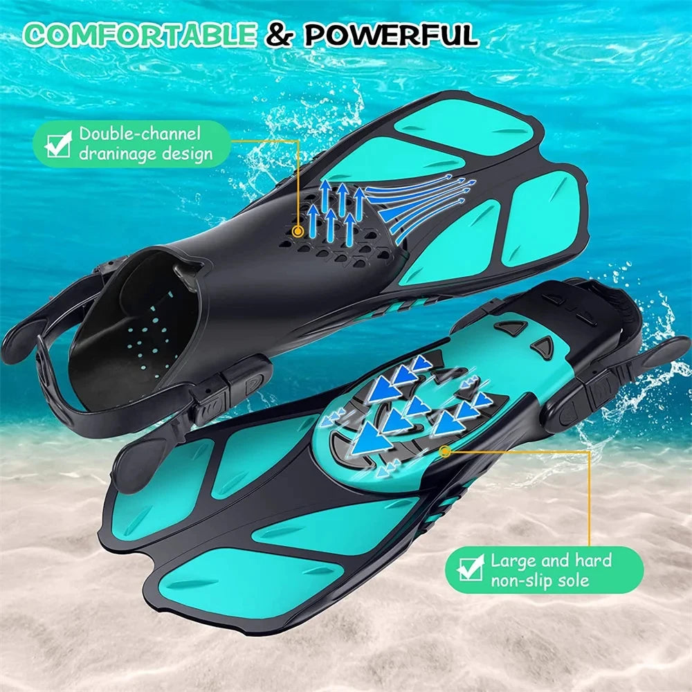 Adjustable Buckle Diving Fins, Short Silicone Diving Shoes, Suitable for Adults For.Water Sports Travel