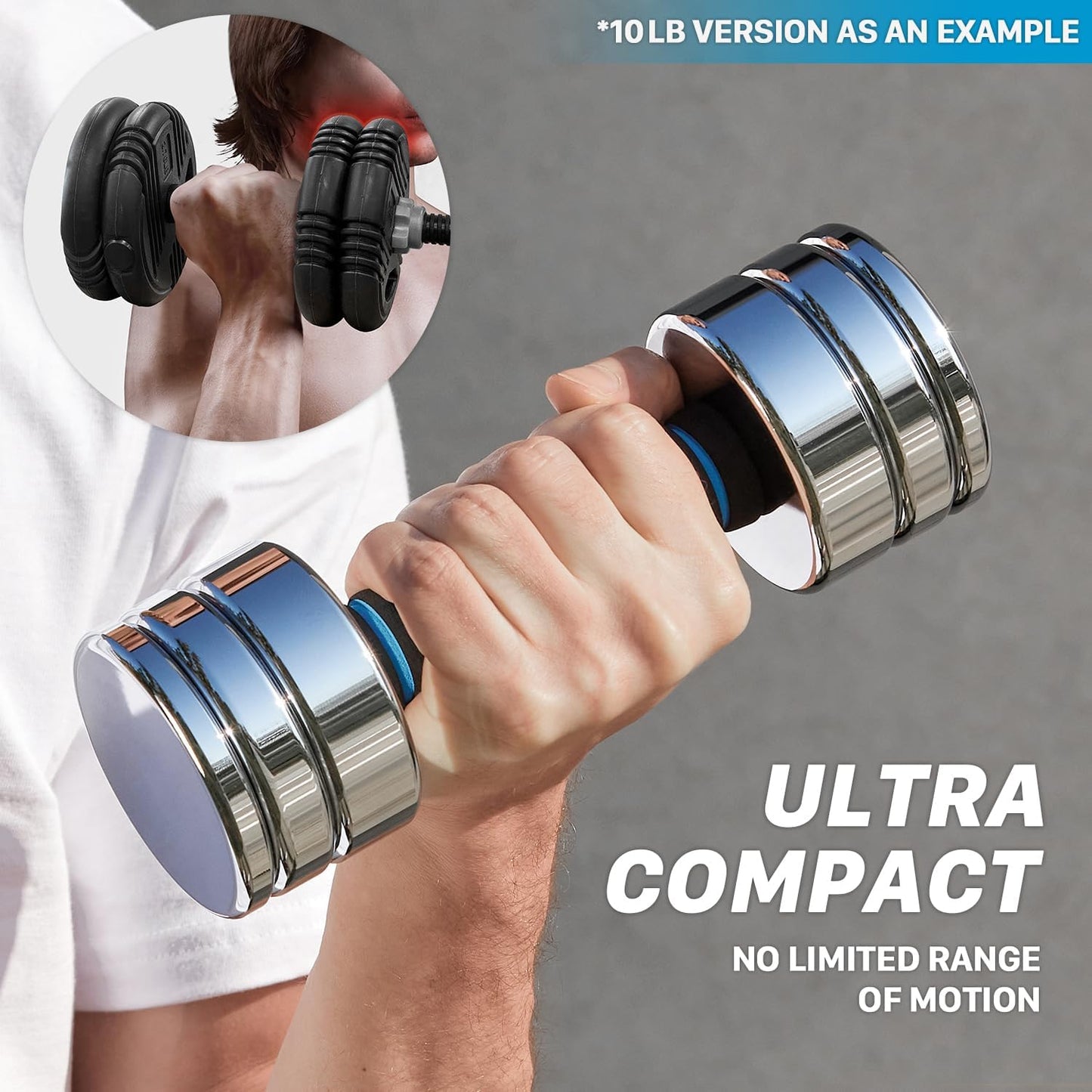 Steel Dumbbells Ultracompact & Adjustable Chrome Dumbbell | with Foam Handles 5Lb 10Lb 15Lb 20Lb 30Lb 50Lb Home Gym Workout (Choice of Size)