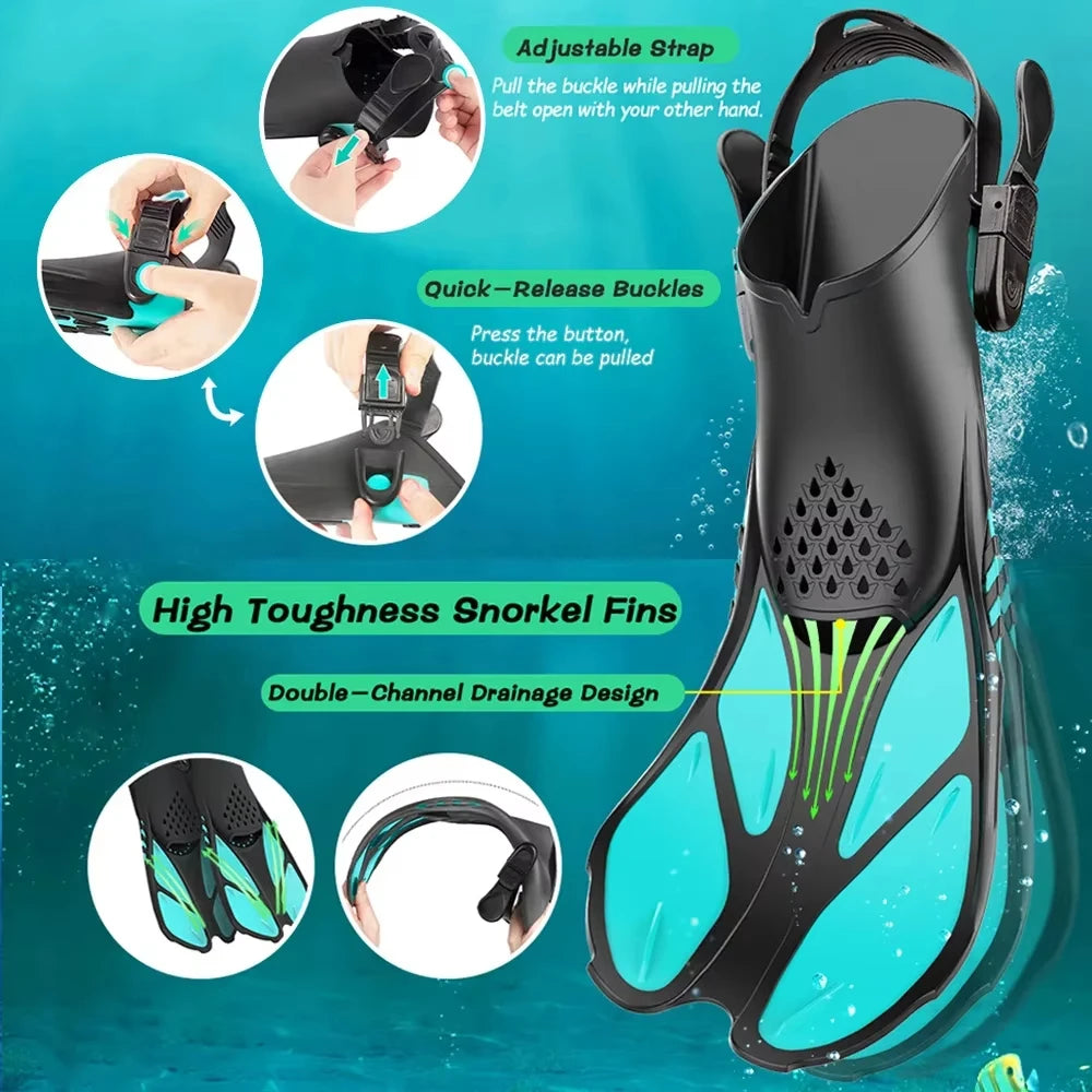 Adjustable Buckle Diving Fins, Short Silicone Diving Shoes, Suitable for Adults For.Water Sports Travel