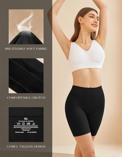 Women'S Slip Shorts for under Dresses, Seamless Smooth Comfortable Stretch Yoga & Bike Shorts | Boyshort Style, Soft Smooth, No Panty Lines, No Roll Up, Cooling Breathable, Lightweight Stretch, Yoga, Travel, Daily