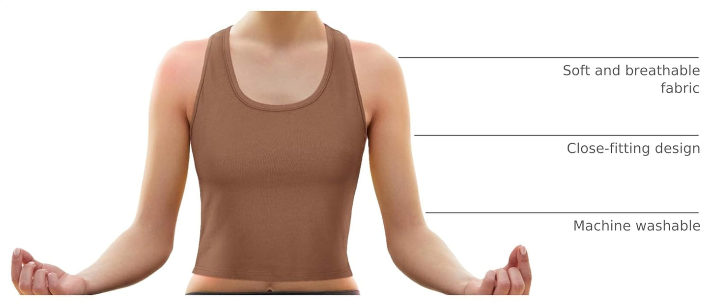 4 Pieces Basic Workout Crop Tank Tops Sleeveless Racerback Sport Tank Top for Women Yoga Running