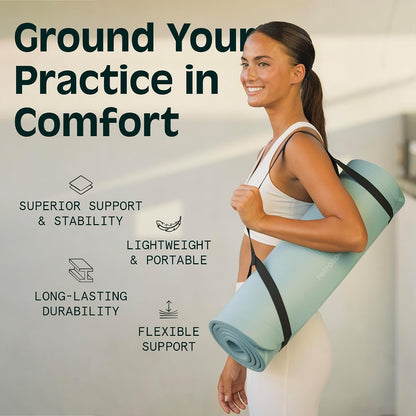 Solana Yoga Mat Thick 1/2In Non-Slip Workout Mat with Nylon Strap - 72X24In Exercise Mat for Pilates, Stretching & Fitness - BPA Free, Easy Clean