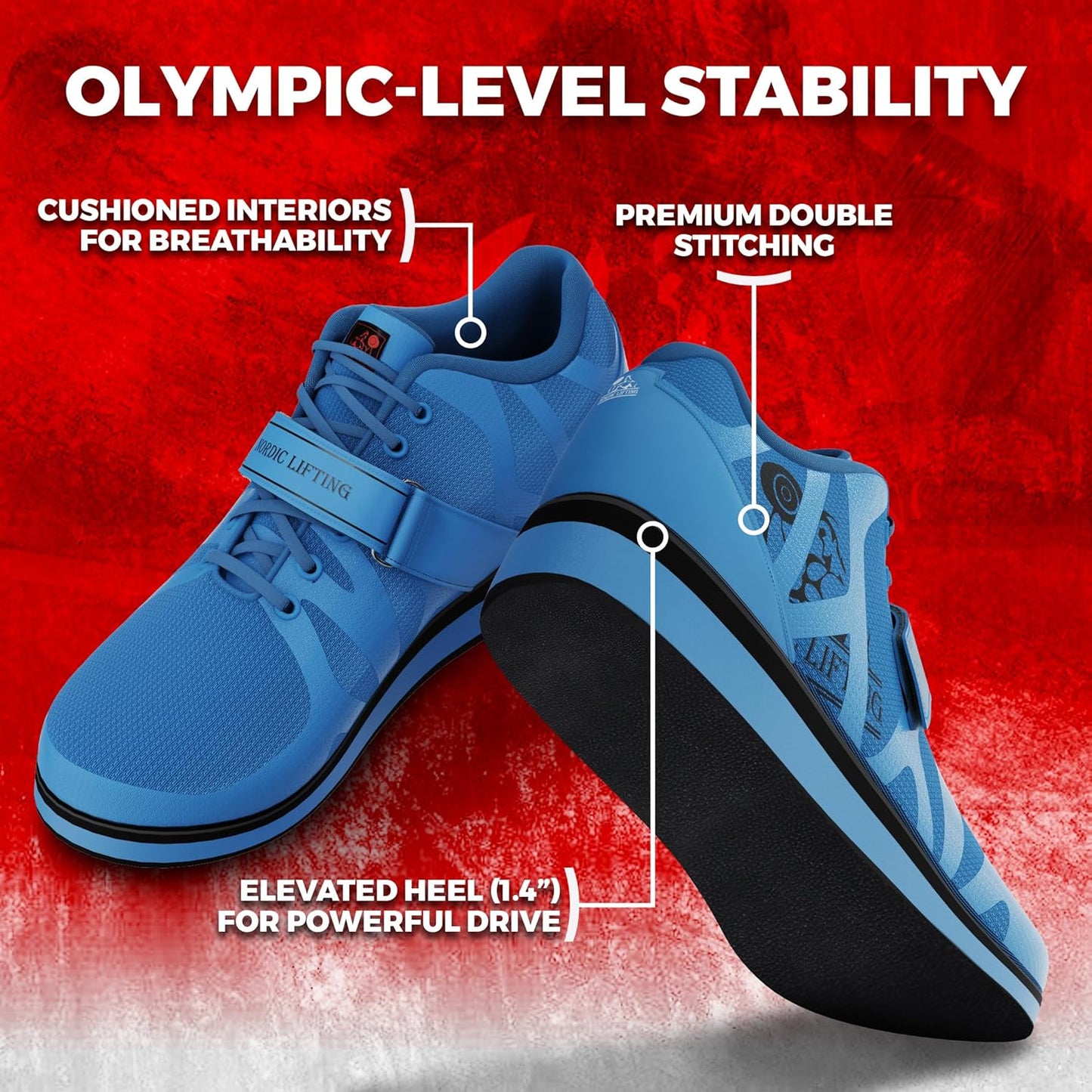 MEGIN Deadlift Shoes - Elevated Heel Gym Footwear for Powerlifting, Weightlifting & Strength Training - Non-Slip Sole Lifting Shoes for Men