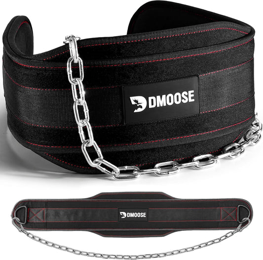 Dip Belt for Weight Lifting, Pullup, Squats & Dips - 36" Robust Steel Chain, Comfortable Neoprene Padding Supports 350Lbs - Gym Weight Belt for Strength Training Workout & Weightlifting