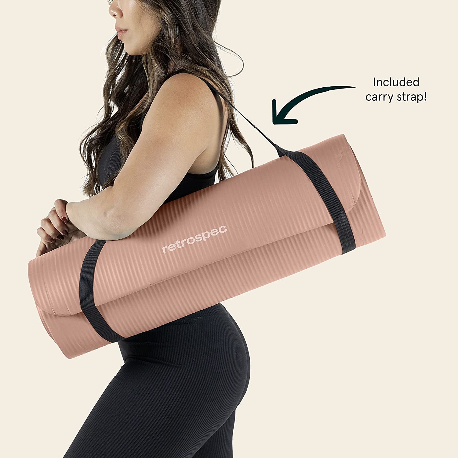 Solana Yoga Mat Thick 1/2In Non-Slip Workout Mat with Nylon Strap - 72X24In Exercise Mat for Pilates, Stretching & Fitness - BPA Free, Easy Clean