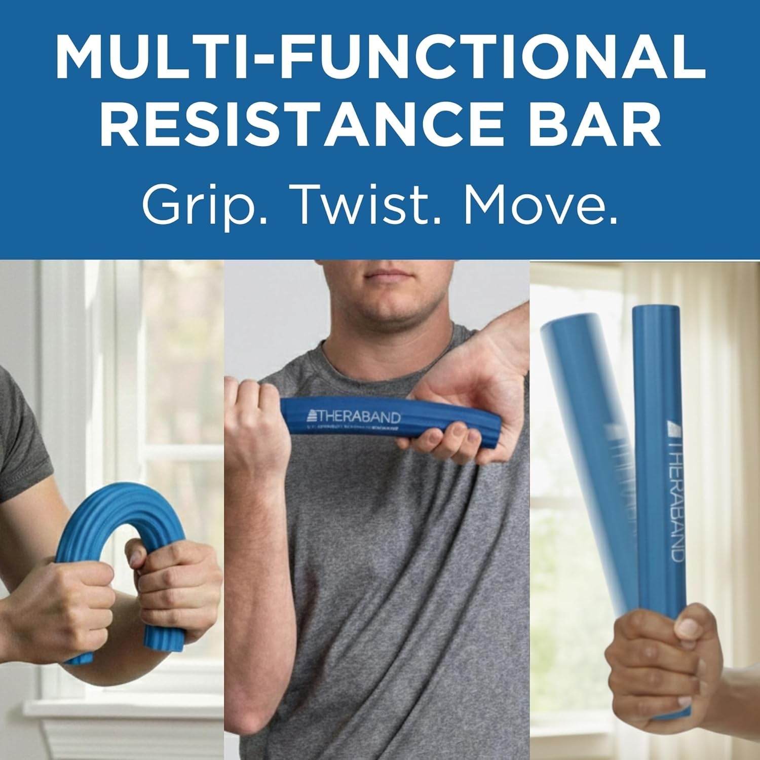 Flexbar, Flex Bar, Physical Therapy, Tennis Elbow, Blue | Flex Therapy Bar for Physical Therapy, Wrist and Forearm Exercise, with Non Slip Grip and Compact Design